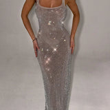 Pailletten Maxi Jurk met Smalle Bandjes