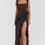 One-Shoulder Maxi Jurk met Volantdetails