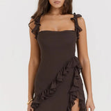 One-Shoulder Maxi Jurk met Volantdetails