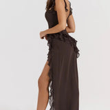 One-Shoulder Maxi Jurk met Volantdetails