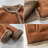 Warme Suède Look Jas met Zachte Voering en Knopen