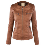Dames Jas met Capuchon en Leren Look
