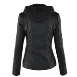 Dames Jas met Capuchon en Leren Look
