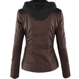Dames Jas met Capuchon en Leren Look