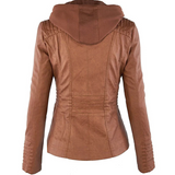 Dames Jas met Capuchon en Leren Look