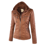 Dames Jas met Capuchon en Leren Look