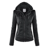 Dames Jas met Capuchon en Leren Look