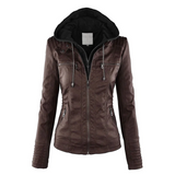Dames Jas met Capuchon en Leren Look