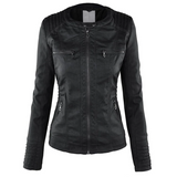 Dames Jas met Capuchon en Leren Look