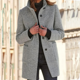 Elegante Lange Jas met Knopen