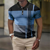Polo met Contrast Strepen en Korte Mouwen