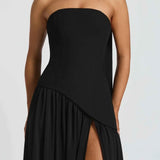 Straploze Maxi Jurk met Hoge Split