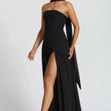 Straploze Maxi Jurk met Hoge Split