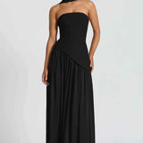 Straploze Maxi Jurk met Hoge Split