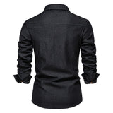 Heren Denim Overhemd Met Slim Fit En Borstzakken