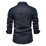 Heren Denim Overhemd Met Slim Fit En Borstzakken