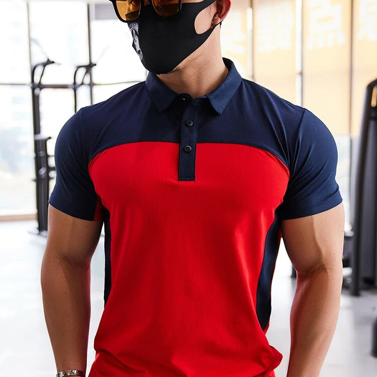 Heren Sport Polo Met Colorblock En Slim Fit