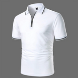 Heren Slim Fit Polo met Rits en Korte Mouwen