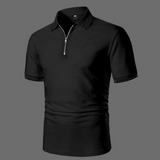 Heren Slim Fit Polo met Rits en Korte Mouwen