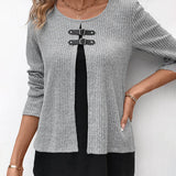 Gebreide Dames Top met Contrastdetail