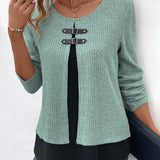 Gebreide Dames Top met Contrastdetail