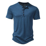Heren Henley T-Shirt met Knoopsluiting en Korte Mouwen