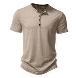 Heren Henley T-Shirt met Knoopsluiting en Korte Mouwen