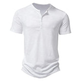 Heren Henley T-Shirt met Knoopsluiting en Korte Mouwen