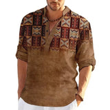 Heren Patchwork Shirt Met V Hals En Casual Fit