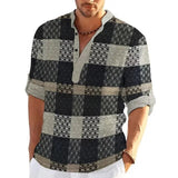 Heren Patchwork Overhemd Met V Hals En Casual Pasvorm