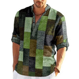 Heren Patchwork Overhemd Met V Hals En Casual Pasvorm