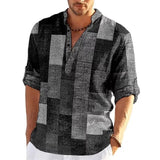 Heren Patchwork Shirt Met V Hals En Casual Fit