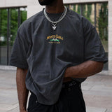 Heren Oversized T Shirt Met Geborduurde Tekst
