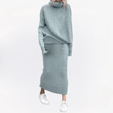 Tweedelige coltrui en maxi-rok set voor dames – elegante en comfortabele outfit voor elke gelegenheid, met een verfijnde en stijlvolle uitstraling.
