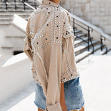 Denim Jas met Studs en Patches voor Dames