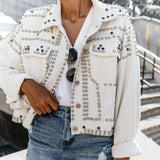 Denim Jas met Studs en Patches voor Dames