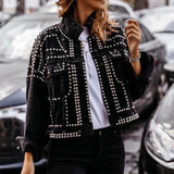 Denim Jas met Studs en Patches voor Dames