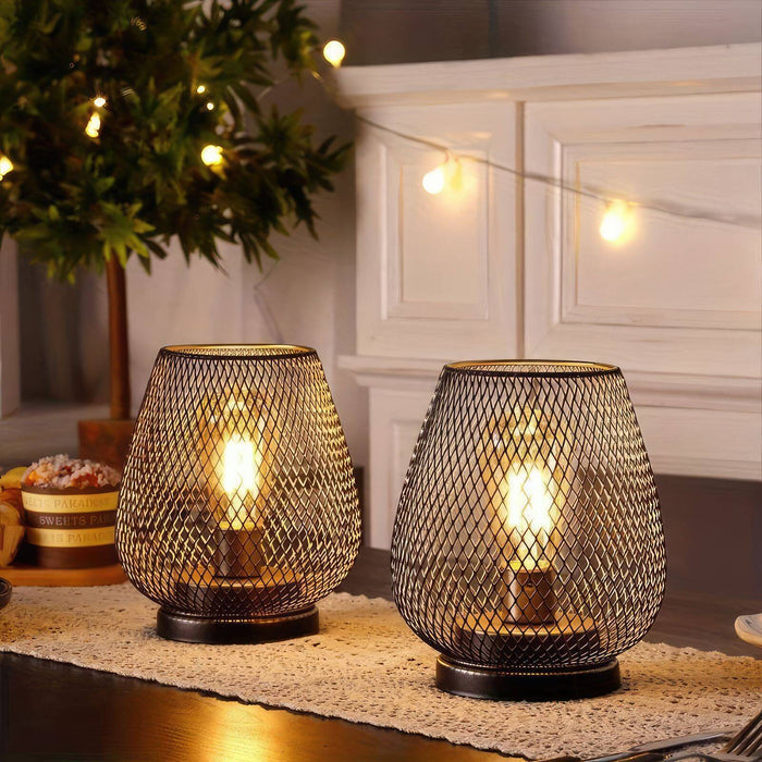 Mesh Tafellampen Set – Industriële stijl met opengewerkt metalen ontwerp, perfect voor sfeervolle verlichting in elke kamer.