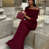 Elegante Maxi Jurk met Off Shoulder Halslijn
