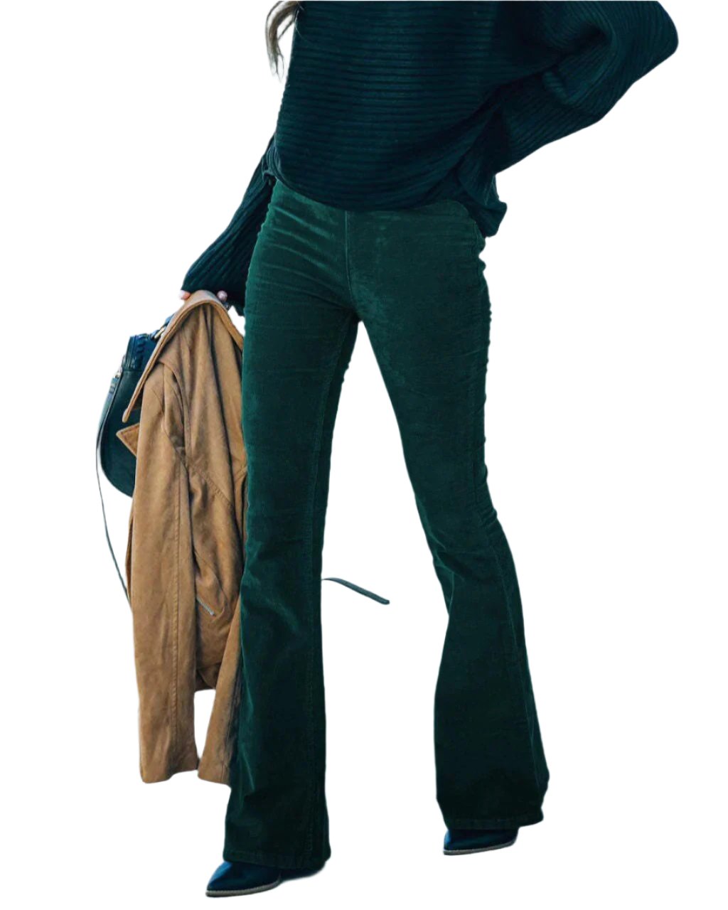 Lima retro ribfluwelen flared broek met hoge taille van zachte, stretch stof voor een comfortabele pasvorm en vintage stijl.
