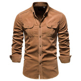 Casual Heren Overhemd Met Borstzakken En Slim Fit