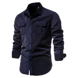 Casual Heren Overhemd Met Borstzakken En Slim Fit