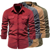 Casual Heren Overhemd Met Borstzakken En Slim Fit
