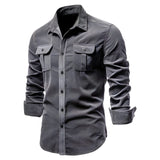 Casual Heren Overhemd Met Borstzakken En Slim Fit