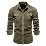 Casual Heren Overhemd Met Borstzakken En Slim Fit