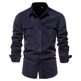 Casual Heren Overhemd Met Borstzakken En Slim Fit