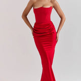 Straploze Maxi Jurk met Gedrapeerde Taille