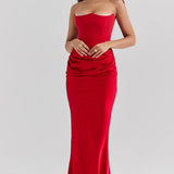 Straploze Maxi Jurk met Gedrapeerde Taille