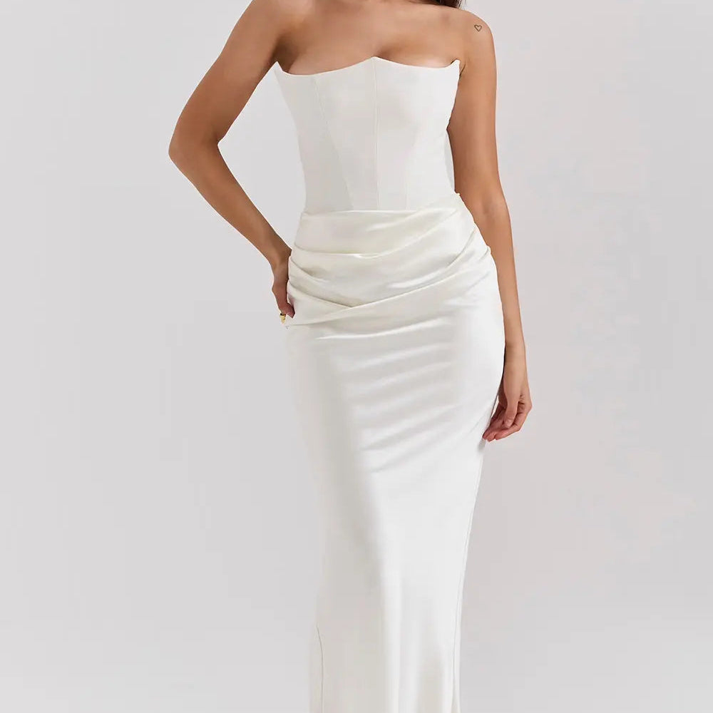 Straploze Maxi Jurk met Gedrapeerde Taille