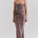 Straploze Maxi Jurk met Gedrapeerde Taille